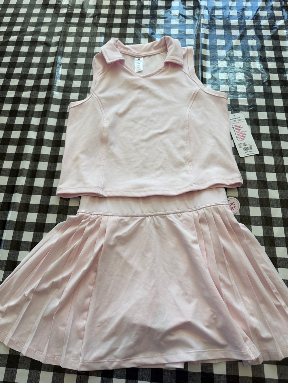 Yogalicious Girls Light Pink Tank Top & Pleated Skirt Matching Set
